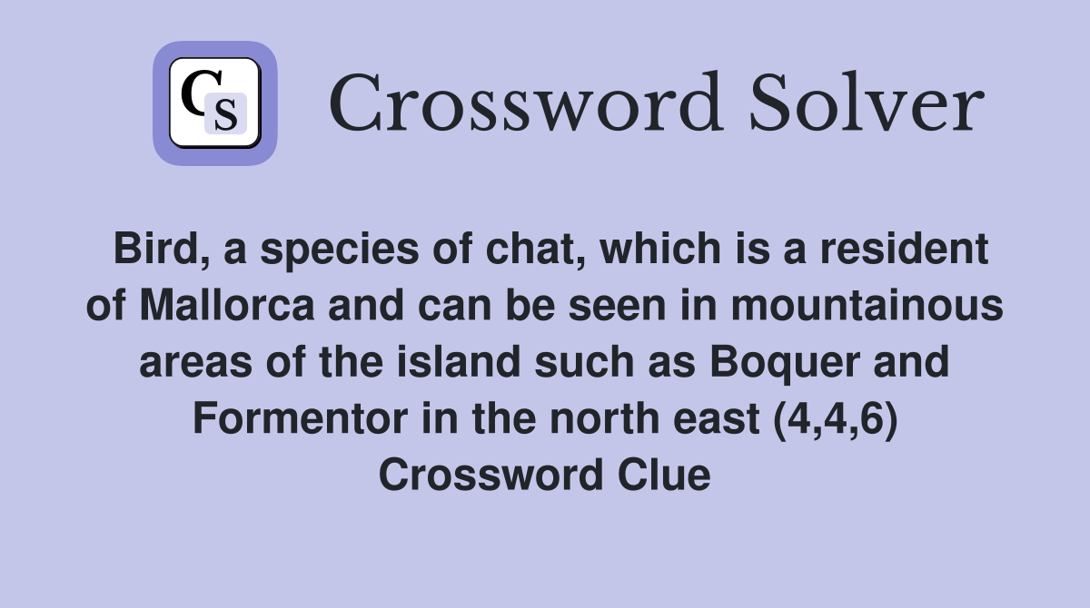 Bird, a species of chat, which is a resident of Mallorca and can be